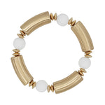 Ball and Gold Bar Stretch Bracelet-Bracelets-What's Hot Jewelry-White-cmglovesyou