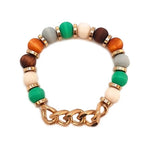 Gold and Wood Stretch Bracelet-Bracelets-What's Hot Jewelry-Multi-cmglovesyou