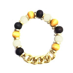 Gold and Wood Stretch Bracelet-Bracelets-What's Hot Jewelry-Black Multi-cmglovesyou