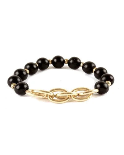 Wood and Gold Stretch Bracelet-Bracelets-What's Hot Jewelry-cmglovesyou