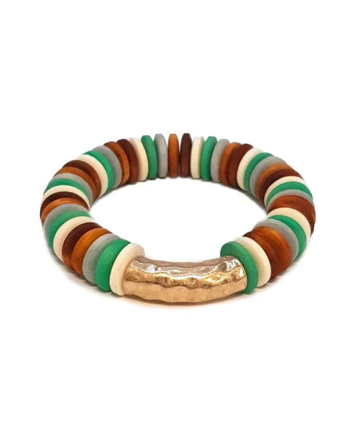 Disc Beads and Gold Bar Stretch Bracelet-Bracelets-Fouray Fashion-Multi-cmglovesyou