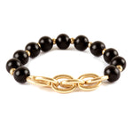 Chain Link and Bead Stretch Bracelet-Bracelets-Fouray Fashion-Black-cmglovesyou