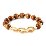 Chain Link and Bead Stretch Bracelet-Bracelets-Fouray Fashion-Brown-cmglovesyou