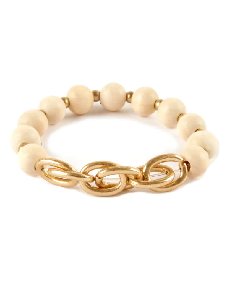 Chain Link and Bead Stretch Bracelet-Bracelets-Fouray Fashion-White-cmglovesyou