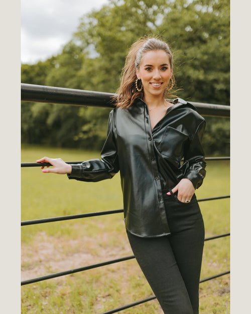 Brielle Button Up Top-Shirts & Tops-BuddyLove-Small-Black-cmglovesyou