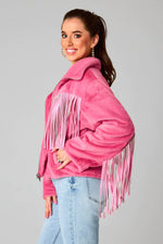 Skylar Fringe Faux Fur Jacket-Coats & Jackets-BuddyLove-Small-Hot Pink-cmglovesyou