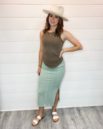 Cable Knit Midi Pencil Skirt-Skirt-Cherish-S-Charcoal-cmglovesyou