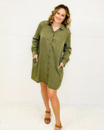 Cauda Timeless Shirt Dress-Dresses-Easel-S-Faded Olive-cmglovesyou