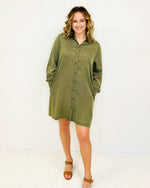 Cauda Timeless Shirt Dress-Dresses-Easel-S-Faded Olive-cmglovesyou