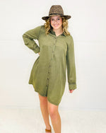 Cauda Timeless Shirt Dress-Dresses-Easel-M-Faded Olive-cmglovesyou