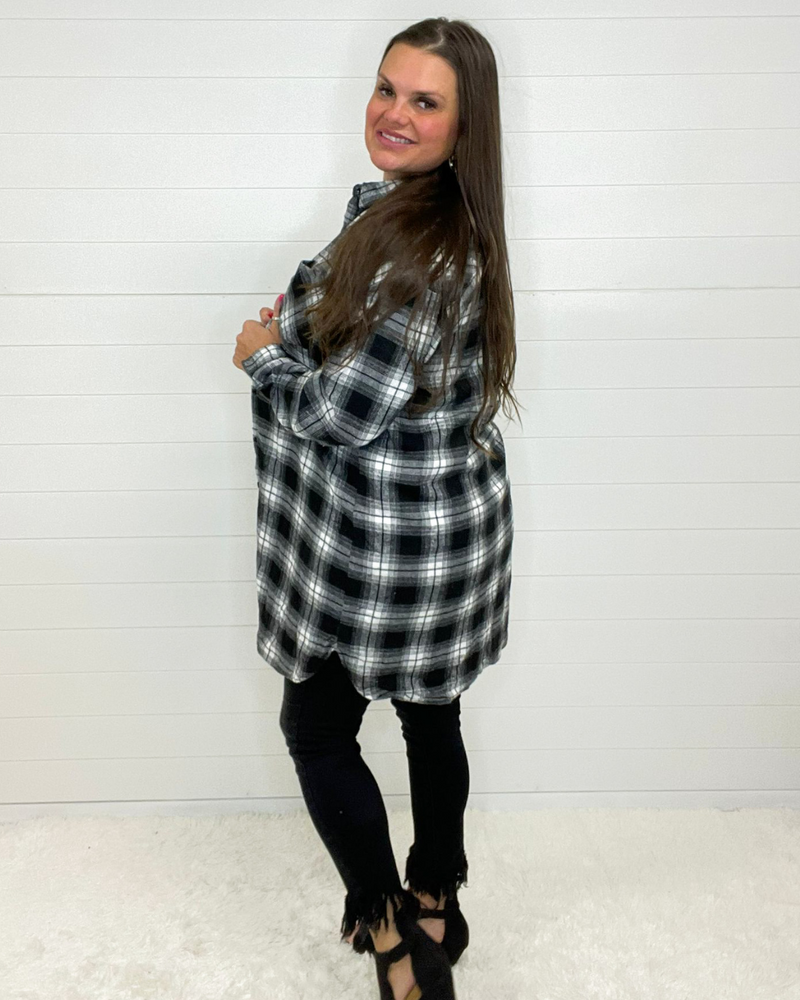 Checker Button Down Shirt-Tops-Vine & Love-S-Black-cmglovesyou