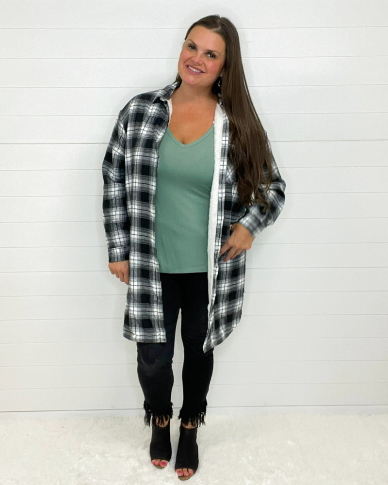 Checker Button Down Shirt-Tops-Vine & Love-S-Black-cmglovesyou