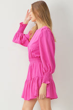 Smocked Sleeve Dress-Dresses-Entro-Small-Pink-cmglovesyou