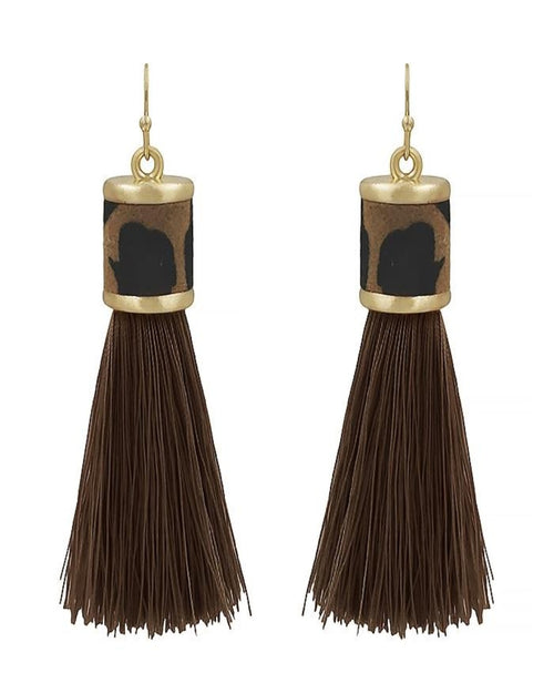 Leather Tassel Earring-Accessories-What's Hot Jewelry-Leopard-cmglovesyou