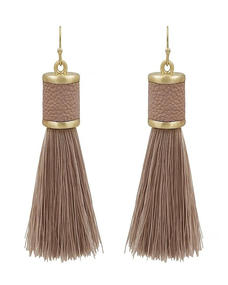 Leather Tassel Earring-Accessories-What's Hot Jewelry-PInk-cmglovesyou