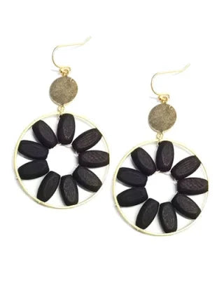 Flower Circle Drop Earrings-Earrings-What's Hot Jewelry-Black-cmglovesyou