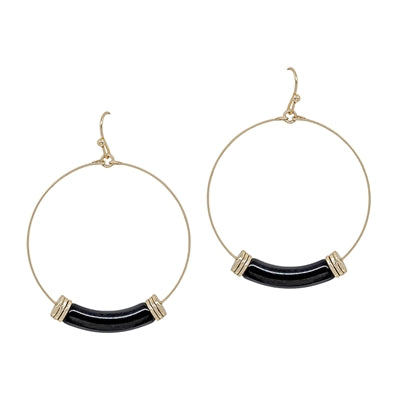 Acrylic and Gold Hoop Earrings-Earrings-What's Hot Jewelry-Black-cmglovesyou