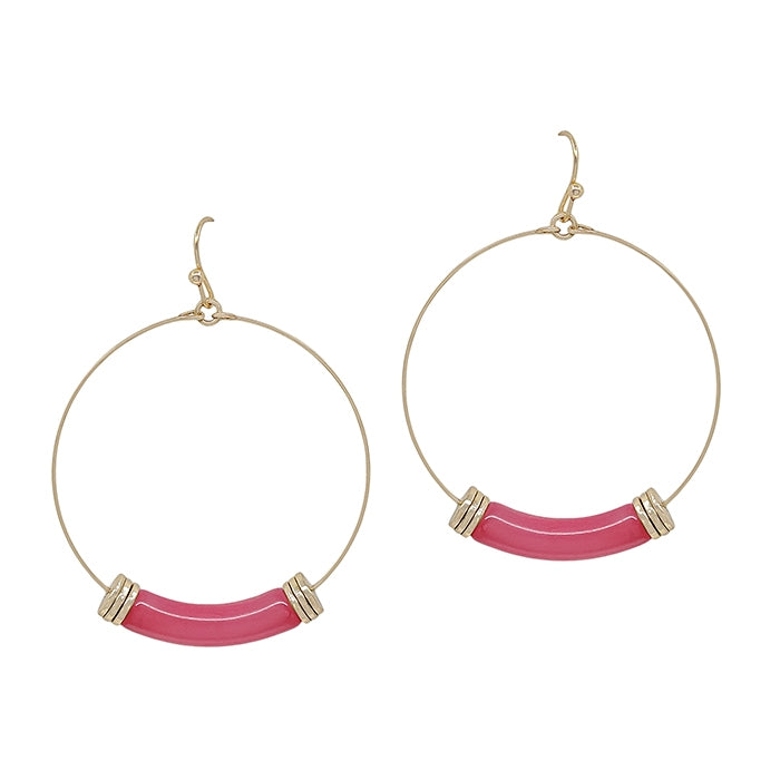 Acrylic and Gold Hoop Earrings-Earrings-What's Hot Jewelry-Hot Pink-cmglovesyou