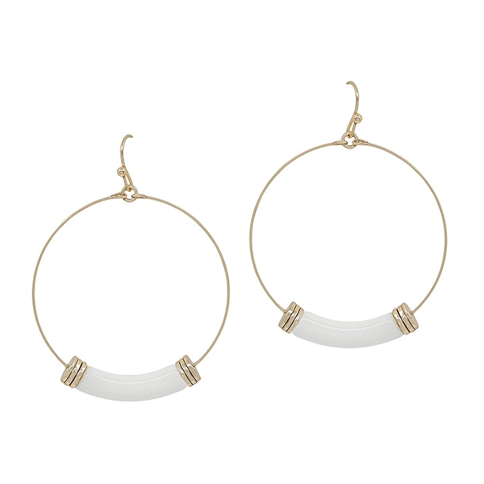 Acrylic and Gold Hoop Earrings-Earrings-What's Hot Jewelry-White-cmglovesyou