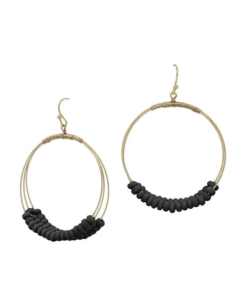 Layered Beaded Hoop Earrings-Earrings-What's Hot Jewelry-Black-cmglovesyou