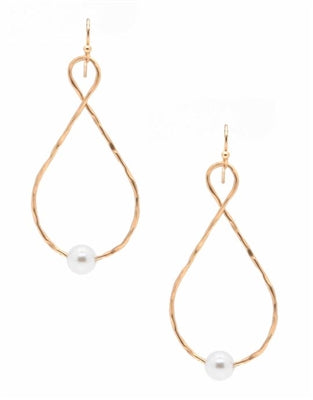 Gold Loop with Pearl Earrings-Earrings-What's Hot Jewelry-cmglovesyou