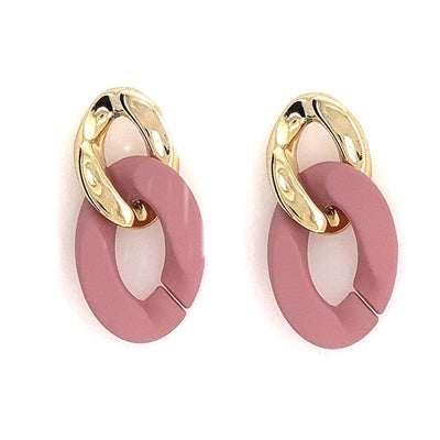 Link Oval Earrings-Apparel & Accessories-What's Hot Jewelry-Pink-cmglovesyou