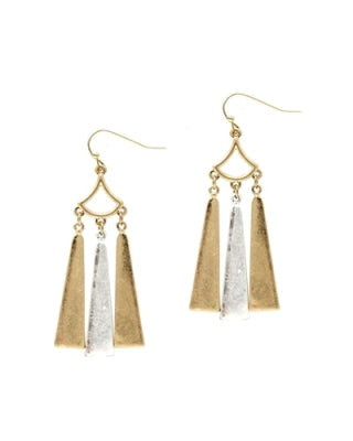 Triple Bar Geometric Earrings-Earrings-What's Hot Jewelry-Silver and Gold-cmglovesyou