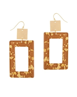 Gold Rectangle Flex Earrings-Apparel & Accessories-What's Hot Jewelry-Brown-cmglovesyou
