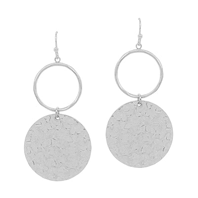 Hammered Circle Earrings-What's Hot Jewelry-Silver-cmglovesyou