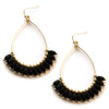 Gold Teardrop with Wooden Beads Earrings-What's Hot Jewelry-Black-cmglovesyou