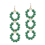 Wood Beaded Triple Drop Earrings-Earrings-What's Hot Jewelry-Green-cmglovesyou