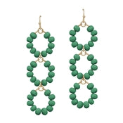 Wood Beaded Triple Drop Earrings-Earrings-What's Hot Jewelry-Green-cmglovesyou