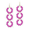 Wood Beaded Triple Drop Earrings-Earrings-What's Hot Jewelry-Hot Pink-cmglovesyou