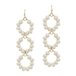 Wood Beaded Triple Drop Earrings-Earrings-What's Hot Jewelry-White-cmglovesyou