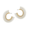 Wood Flower Hoop Earrings-Earrings-What's Hot Jewelry-White-cmglovesyou