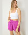 Cuffed Waffle Shorts-Shorts-Entro-Small-Orchid-cmglovesyou