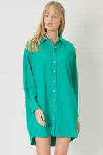 Button Up Shirt Dress-Dress-Entro-Medium-Green-cmglovesyou