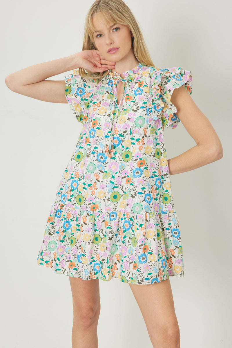 Floral Mini Dress-Dress-Entro-Small-Ivory-cmglovesyou