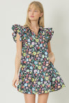 Floral Mini Dress-Dress-Entro-Small-Black-cmglovesyou