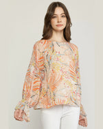 Printed Long Sleeve Top-Shirts & Tops-Entro-Small-Blush-cmglovesyou