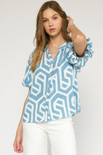 Geometric Bubble Sleeve Top-Top-Entro-Small-Blue-cmglovesyou