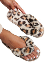 Leopard Faux Fur Slippers-Shoes-cmglovesyou-6-White Leopard-cmglovesyou