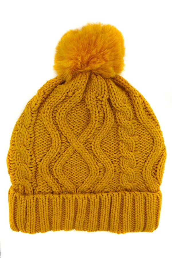 Knitted Pom Beanie-Hats-Suzy Q USA-Mustard-cmglovesyou