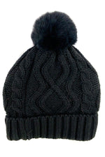 Knitted Pom Beanie-Hats-Suzy Q USA-Black-cmglovesyou