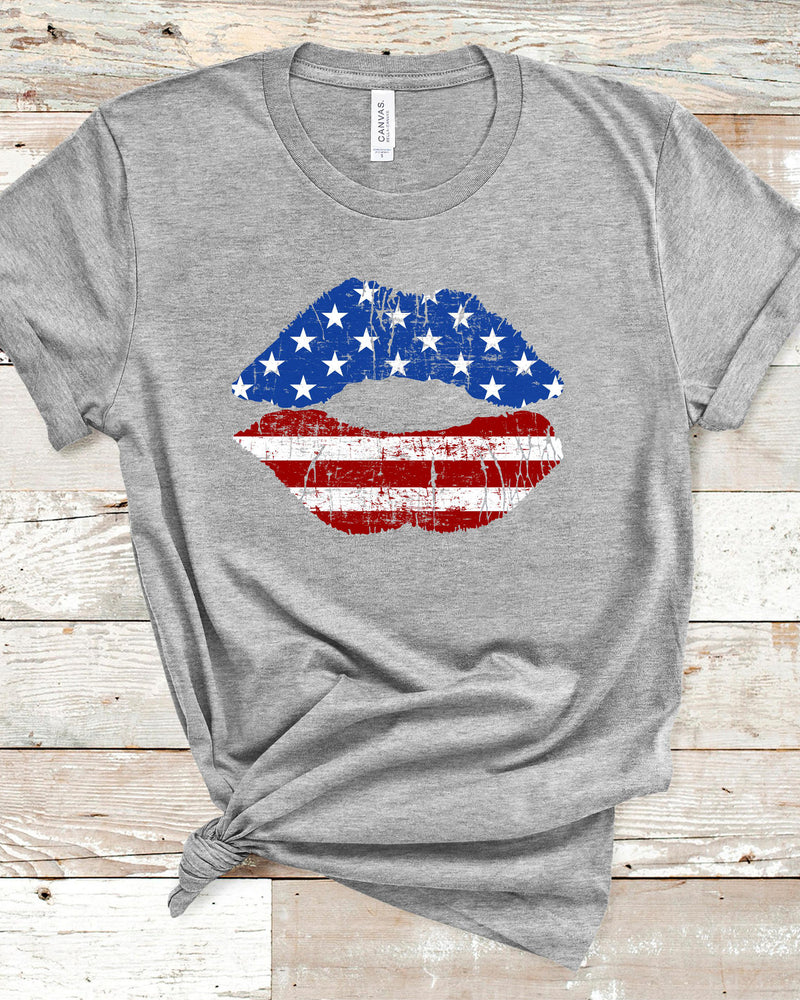 American Flag Lips T-Shirt-Tops-cmglovesyou-Small-cmglovesyou