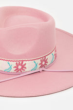 Flower Pattern Strap Fedora Hat-Hats-Fame Accessories-Peach-cmglovesyou