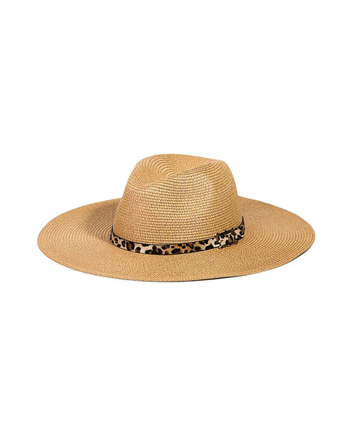 Straw Leopard Strap Floppy Sunhat-Hats-Fame Accessories-Tan-cmglovesyou
