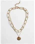 Gold Chain with Coin Layered Necklace-Necklaces-What's Hot Jewelry-cmglovesyou