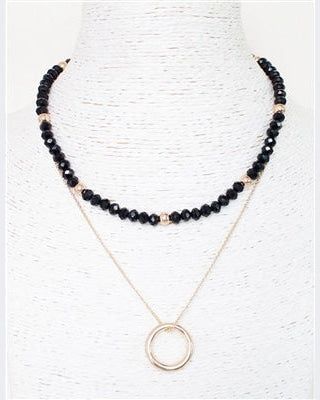Gold Circle 2 Layers Necklace-Necklaces-What's Hot Jewelry-Black-cmglovesyou