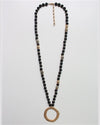 Beaded Gold Circle Necklace-Necklaces-What's Hot Jewelry-Black-cmglovesyou